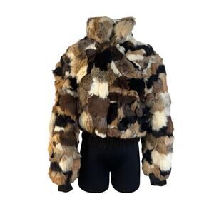 Women's Multicolor Faux Fur Bomber Jacket